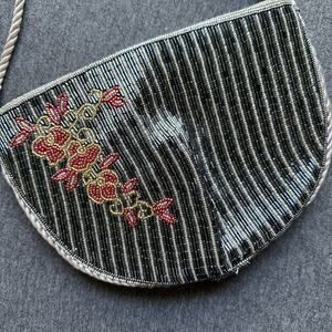 Regale Vintage Formal Floral Half Moon Circle Crossbody bag Satin Rope